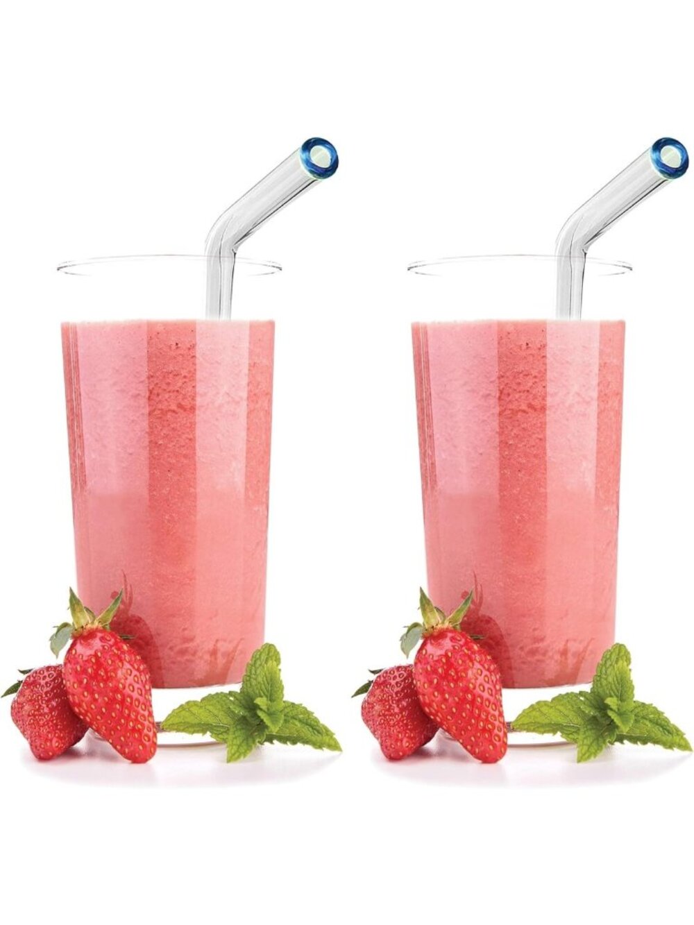 Extra-Wide 10mm Reusable Glass Drinking Straws Set of 10 with Cleaning Brush